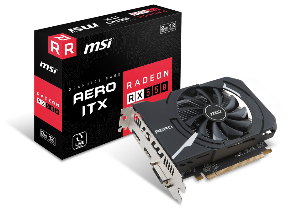 MSIよりRadeon RX550搭載ショート基板採用ビデオカード｢Radeon RX 550 AERO ITX 2G OC｣発売