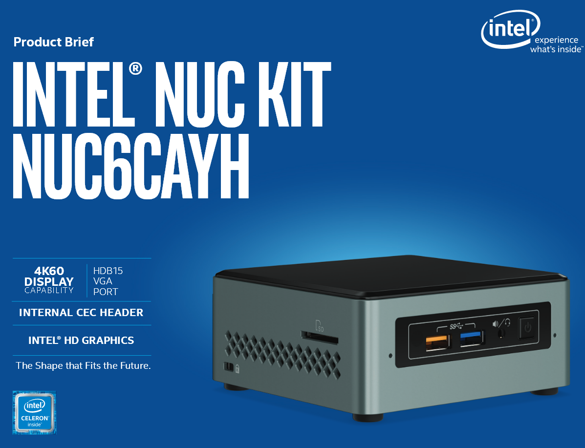 Intel NUC NUC6CAYH　Win10/4G/SSD128GB/保証有