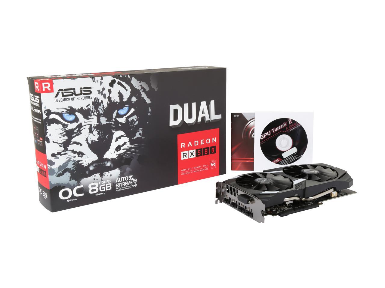ASUSの防塵ファン搭載OC済RX580搭載ビデオカード｢DUAL-RX580-O8G｣発売