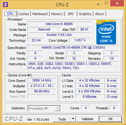 Core i5-4690K CPU-Z